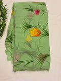 Pastel Green Hand-Painted Georget Saree