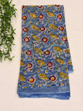 Sky Blue Floral Hand block printed Georgette Saree