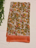 Peach Meadow Hand block Printed  Georgette Saree
