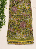 Olive Green Floral double diamond chiffon Saree
