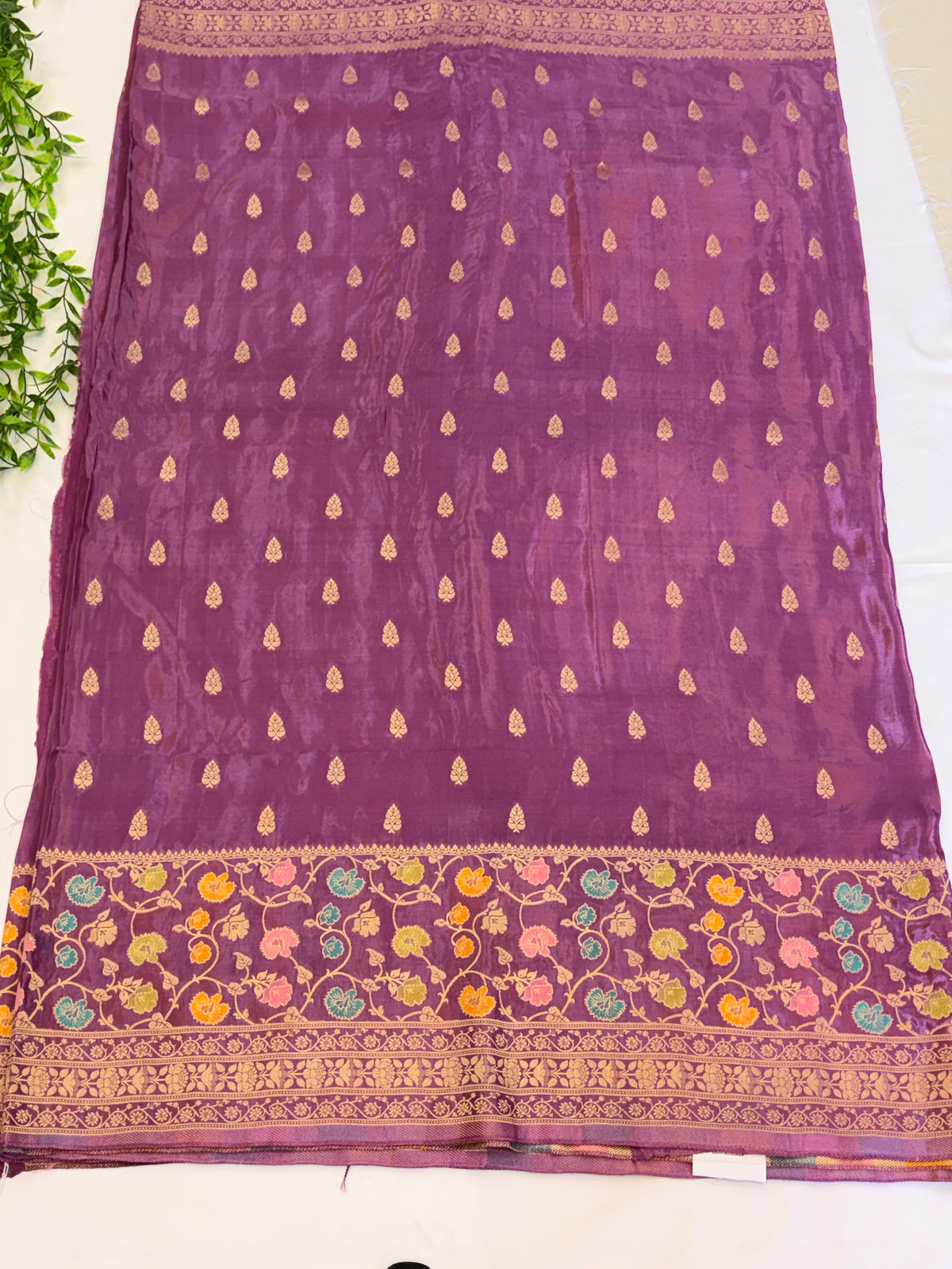 Royal Purple Floral Zari Weaving Saree