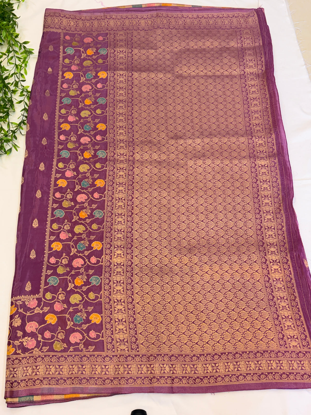 Royal Purple Floral Zari Weaving Saree