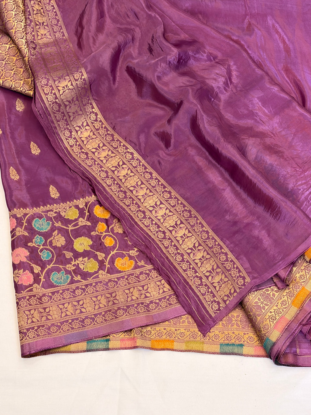 Royal Purple Floral Zari Weaving Saree