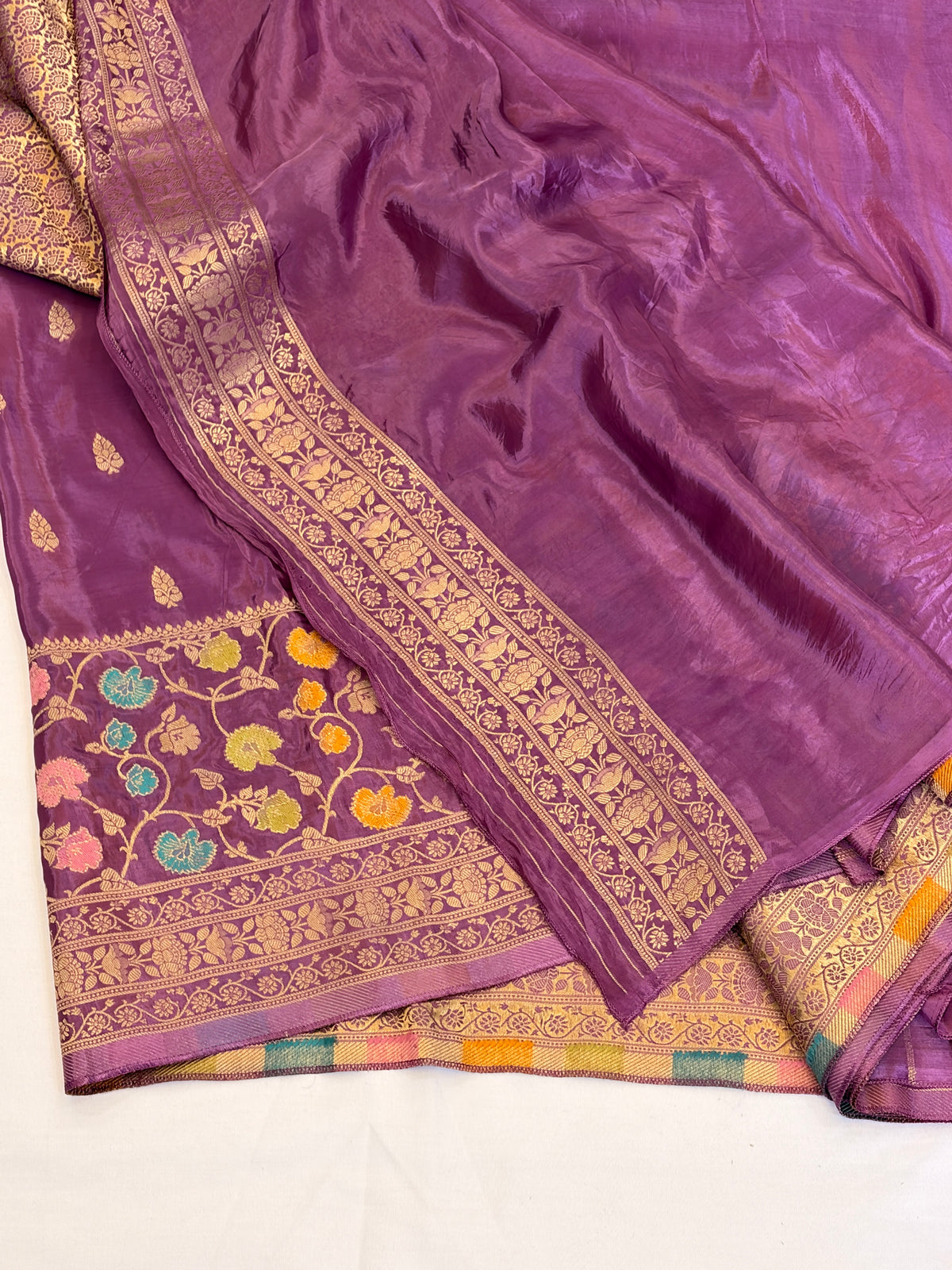Royal Purple Floral Zari Weaving Saree