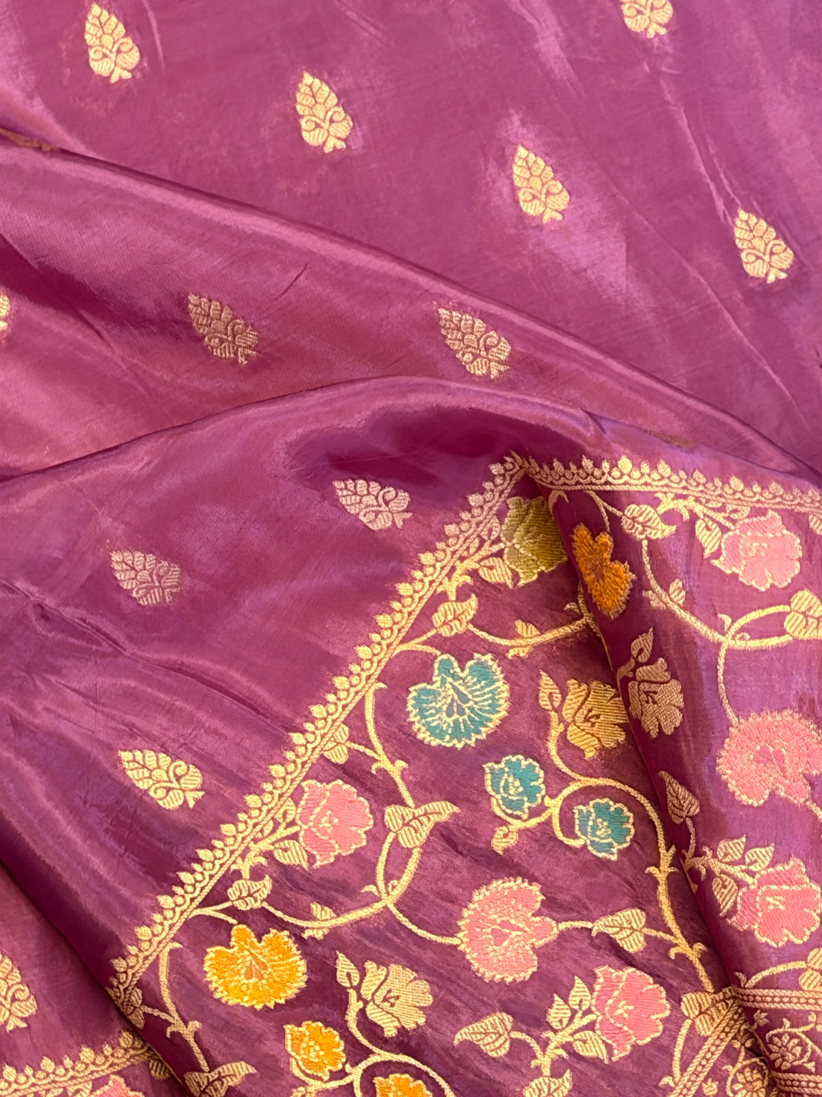 Royal Purple Floral Zari Weaving Saree