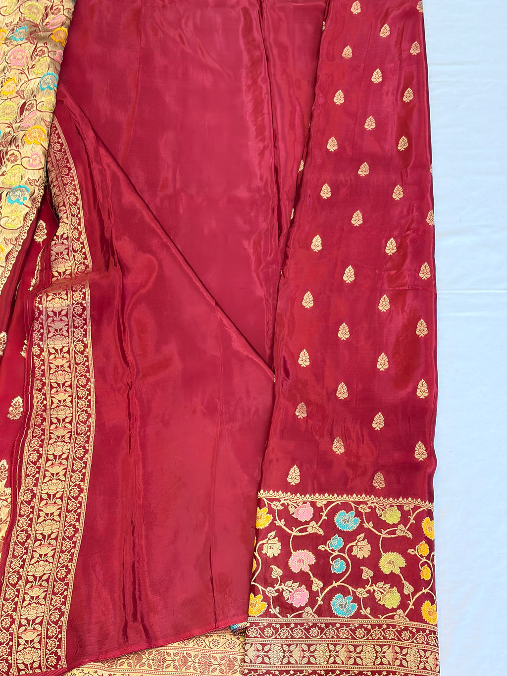 Maroon Floral Zari Weaving Saree
