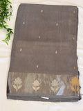 Grey Saree with satin border