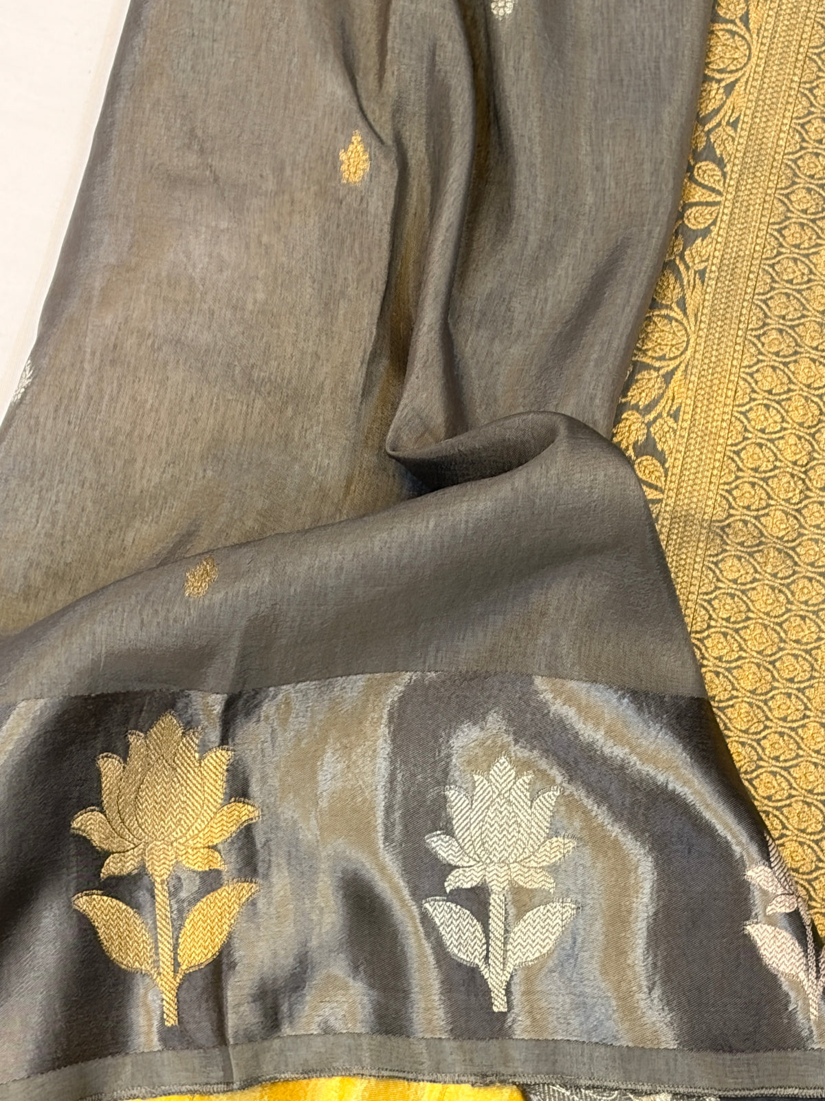 Grey Saree with satin border