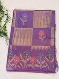 Lavender Floral Check paper silk Saree