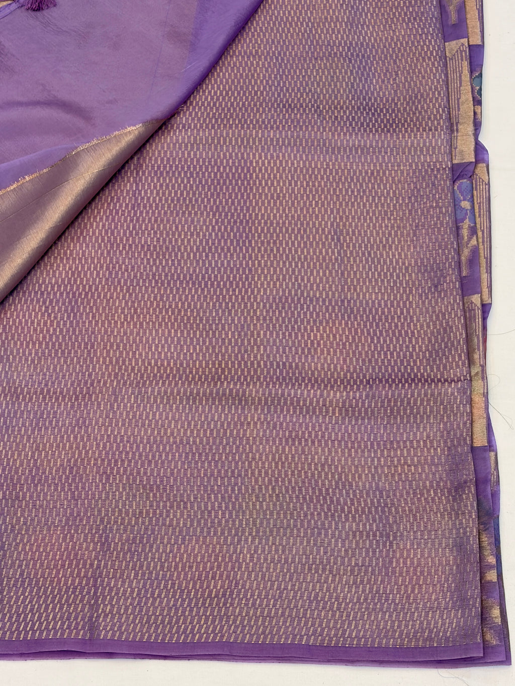 Lavender Floral Check paper silk Saree