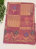 Dusty Rose Floral Check paper silk Saree