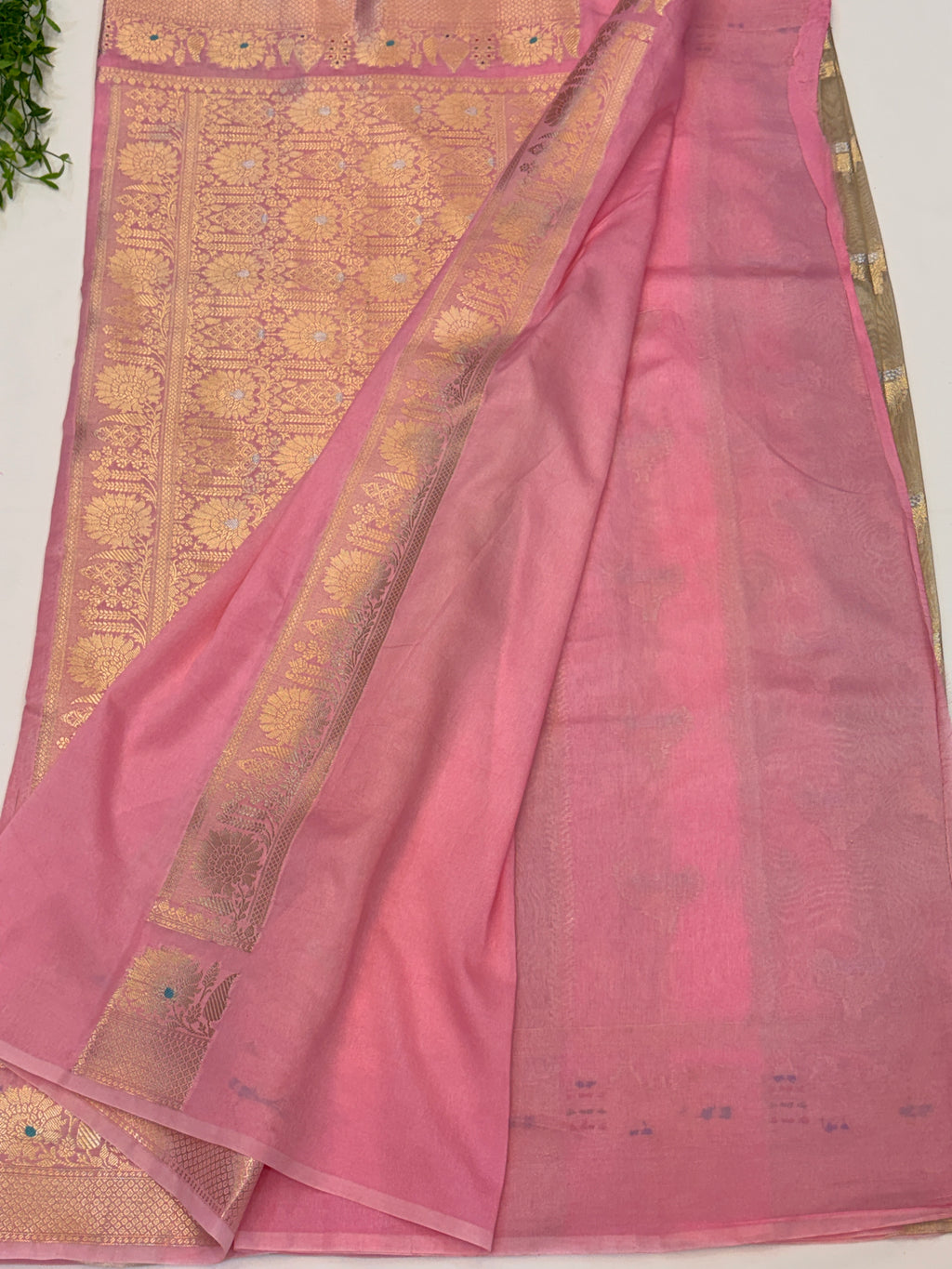 Baby Pink Chinia Tissue Silk Banarasi Saree