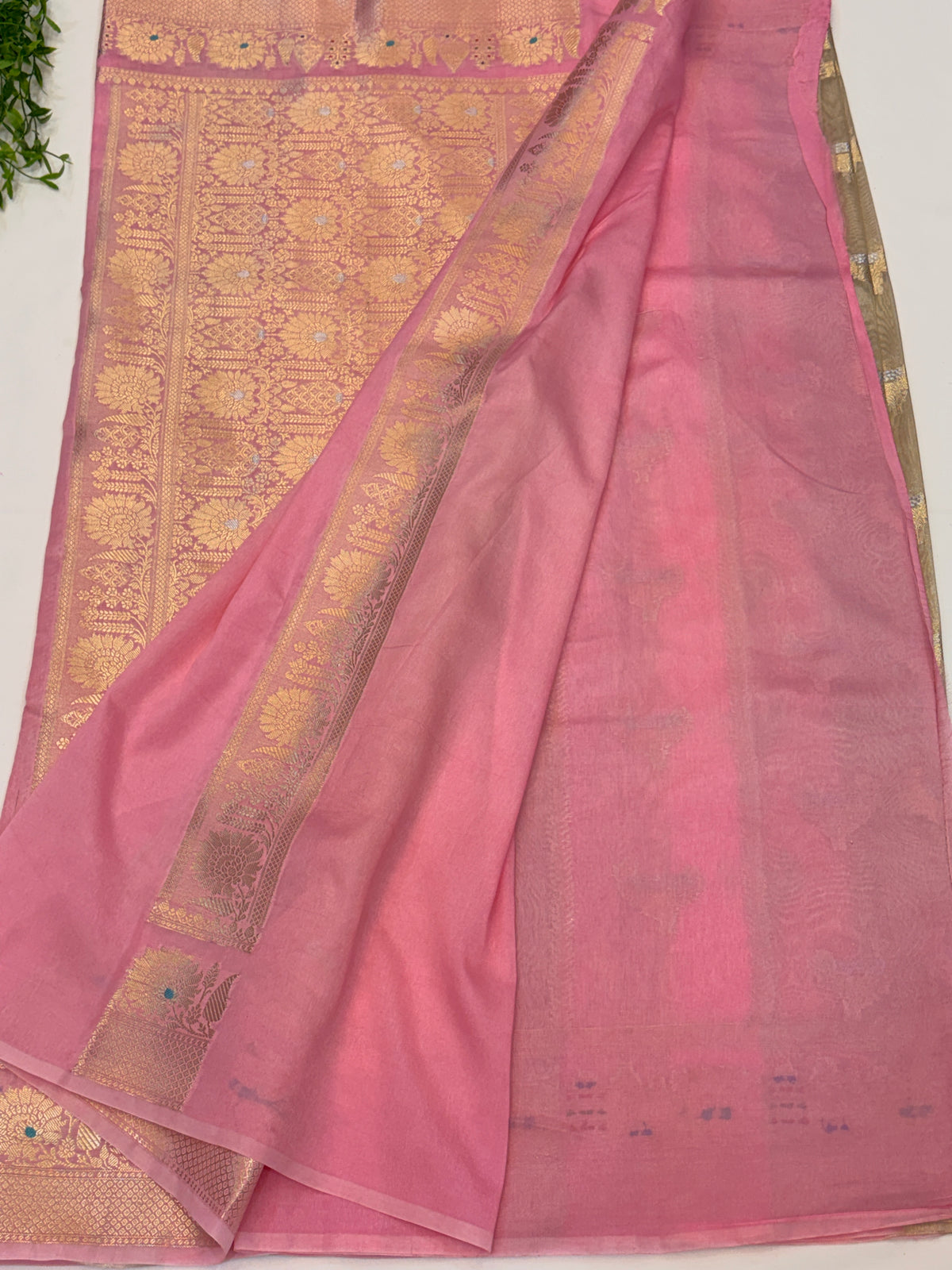 Baby Pink Chinia Tissue Silk Banarasi Saree