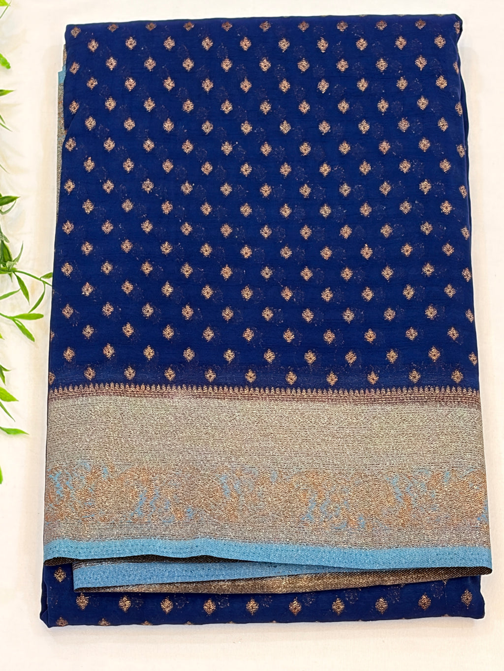 Royal Blue Semi khaddi Georgette Saree