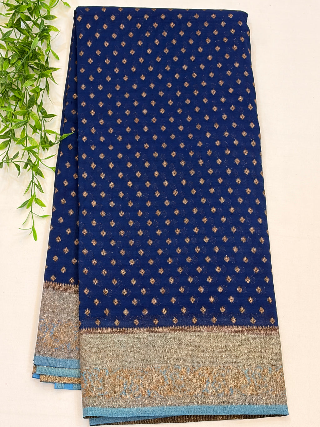 Royal Blue Semi khaddi Georgette Saree