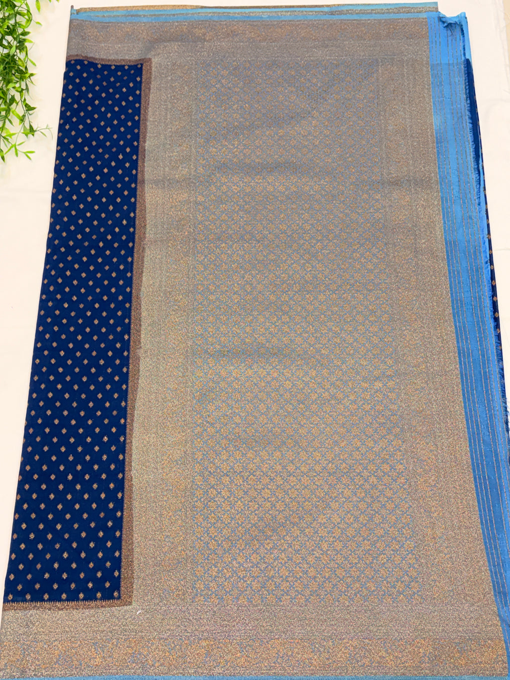 Royal Blue Semi khaddi Georgette Saree