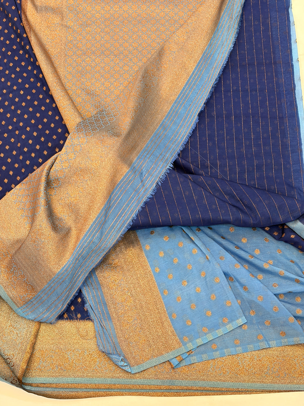 Royal Blue Semi khaddi Georgette Saree