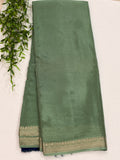 Sage Green Saree with Contrast Navy Blue blouse