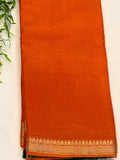Rust Orange Saree with Contrast Green Blouse