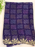Navy Blue Bandhani Zari Lace scalloped Border