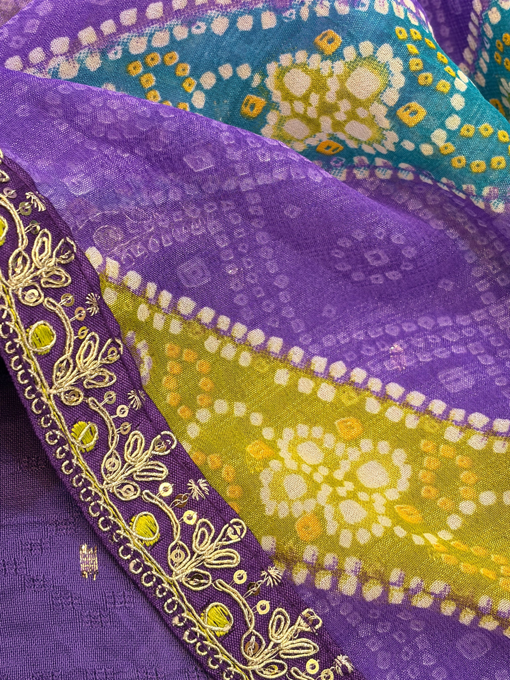 Lavender  Saree with  multi color Stripe Design and Lace Border