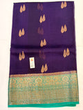 Purple Pure Kora Banarasi Silk Saree with Antique gold Zari