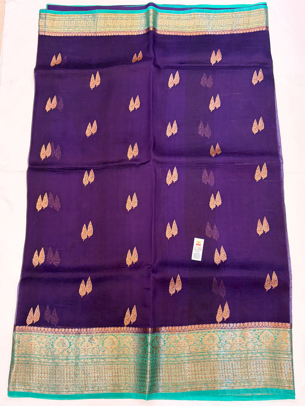 Purple Pure Kora Banarasi Silk Saree with Antique gold Zari
