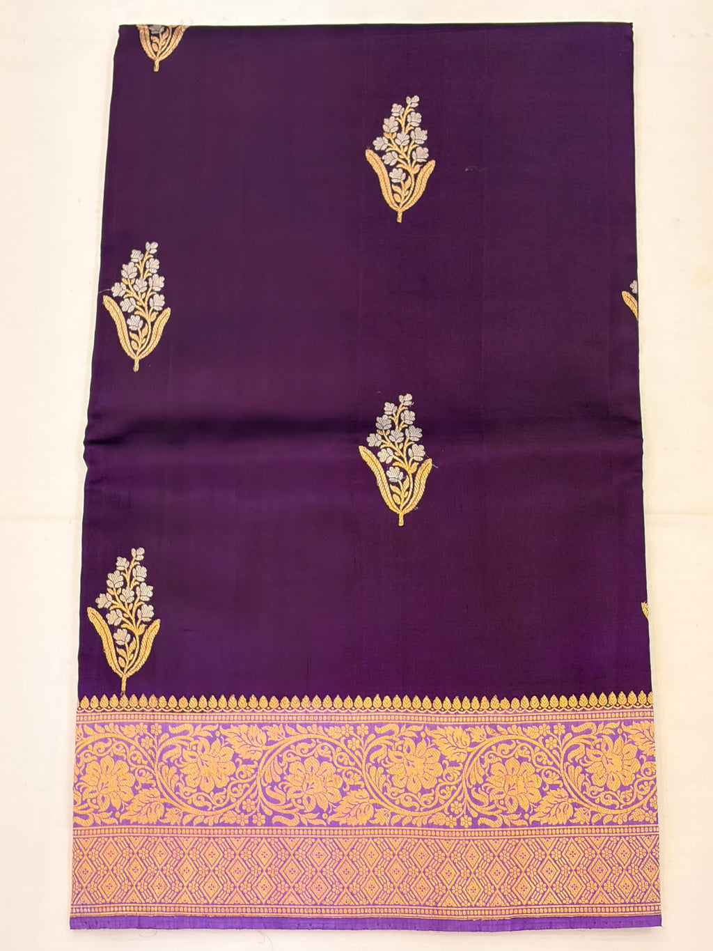 Purple and Lavender Pure Banarasi  Raw Mango Silk Saree with Sona Roopa Butti's