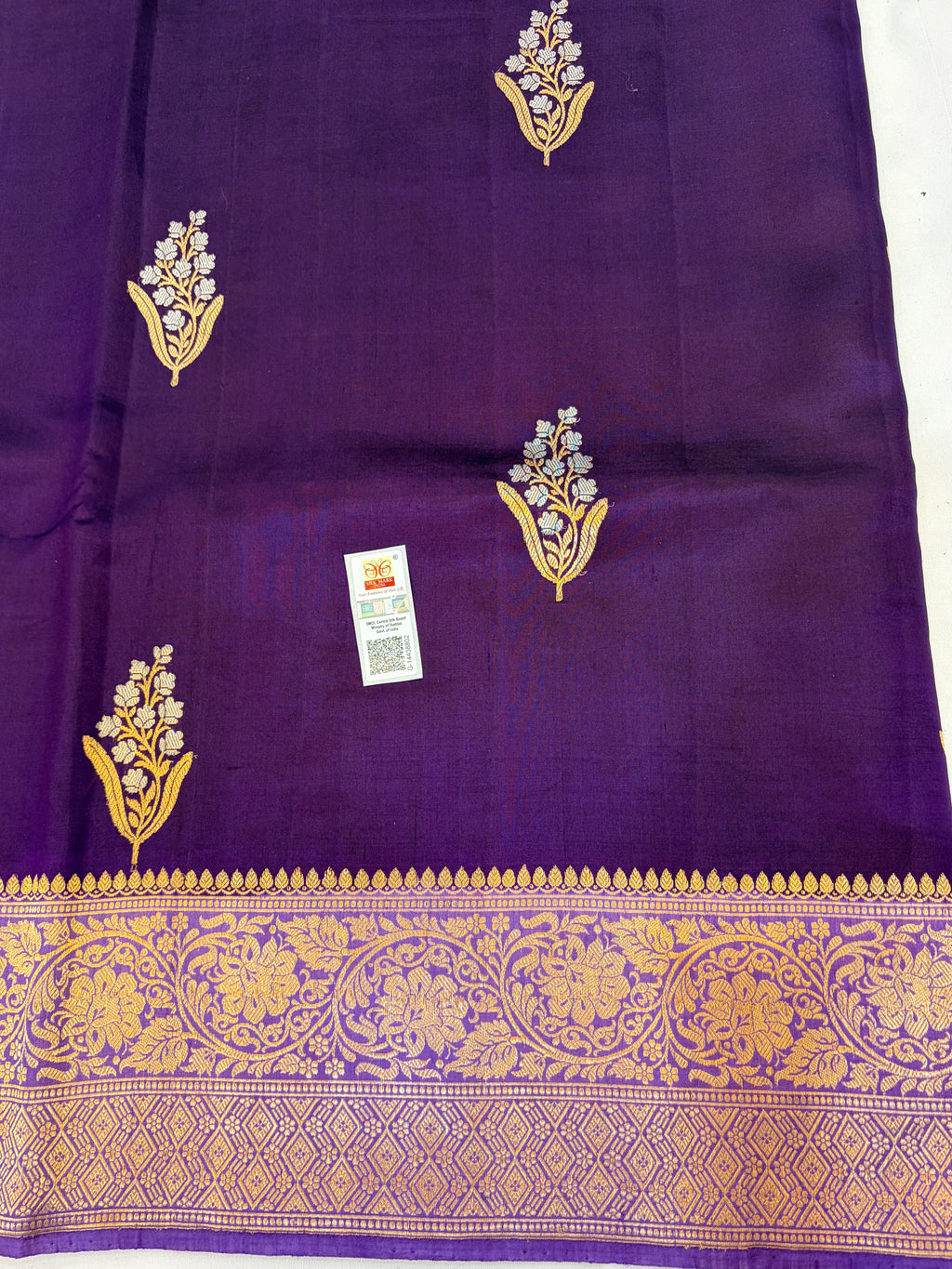 Purple and Lavender Pure Banarasi  Raw Mango Silk Saree with Sona Roopa Butti's