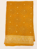 Mustard Yellow Pure Khaddi Chiffon Banarasi Saree with Chikankari work
