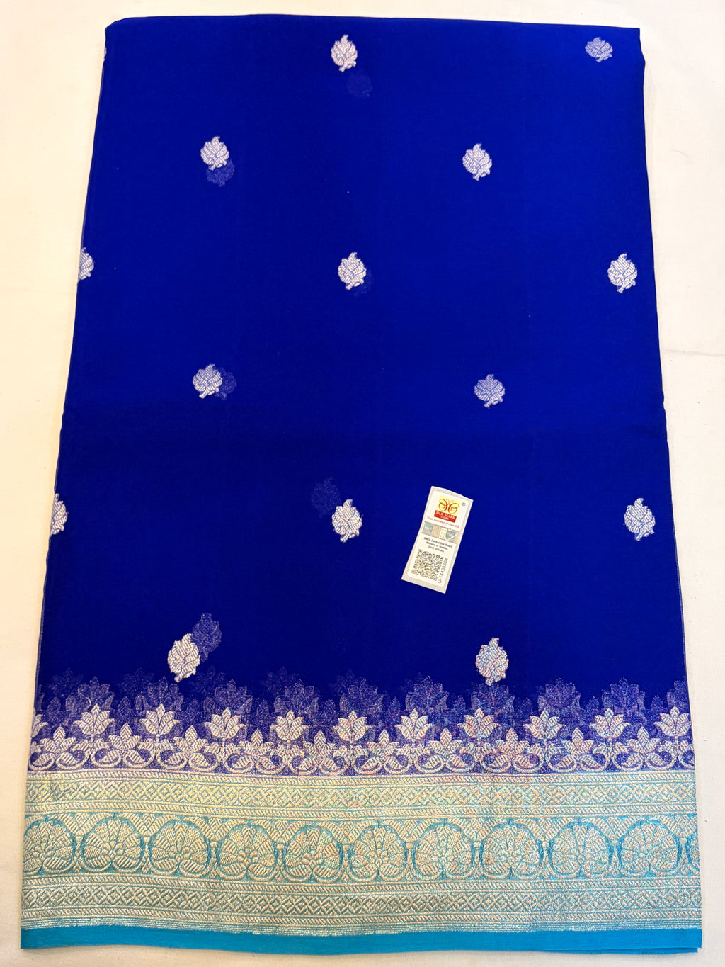Royal Blue Banarasi Pure Khaddi Chiffon Saree