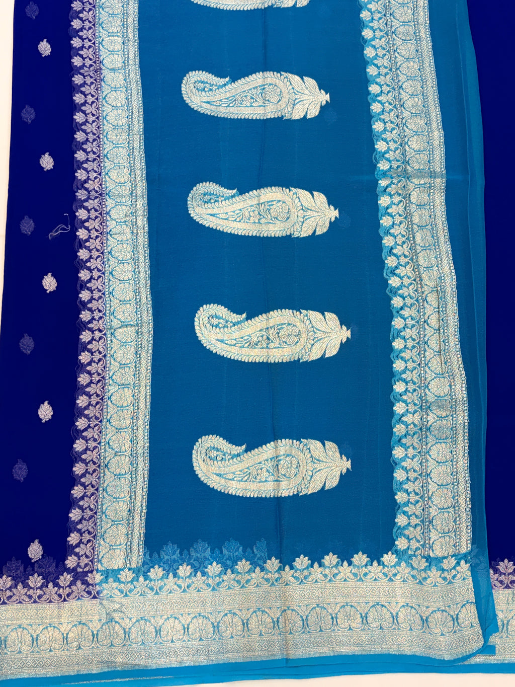 Royal Blue Banarasi Pure Khaddi Chiffon Saree