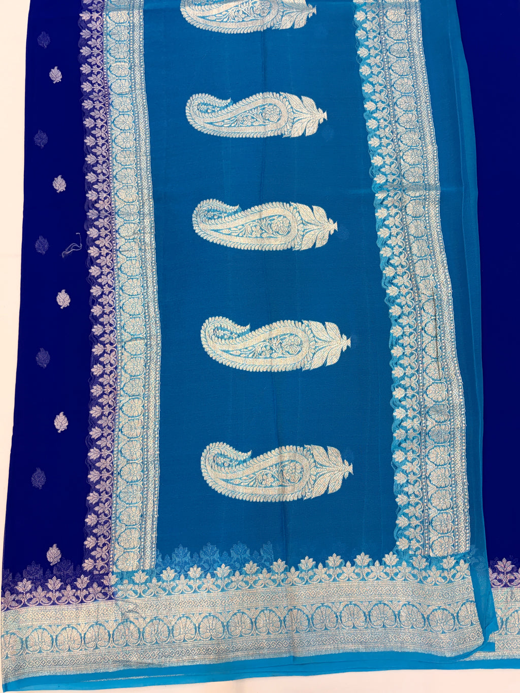 Royal Blue Banarasi Pure Khaddi Chiffon Saree