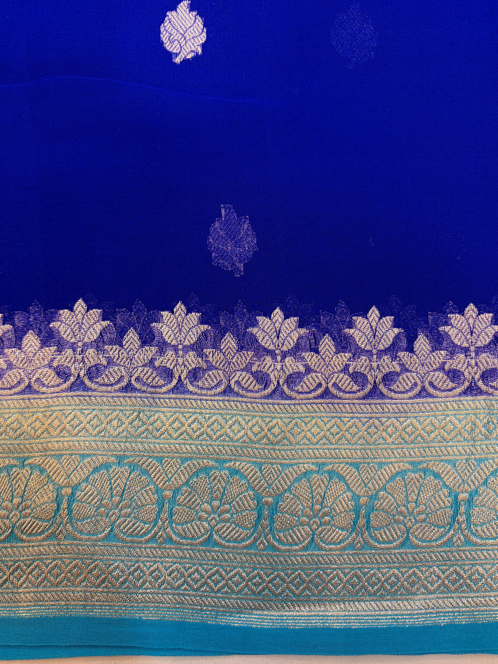 Royal Blue Banarasi Pure Khaddi Chiffon Saree