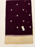 Wine with Cream Banarasi Pure  Khaddi Chiffon Saree