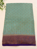 Teal Banarasi Crepe Georgette \Saree with Purple Border